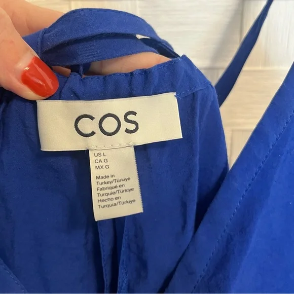 COS V Neck Wide Leg Jumpsuit Womens Size Large Blue - Picture 5 of 11